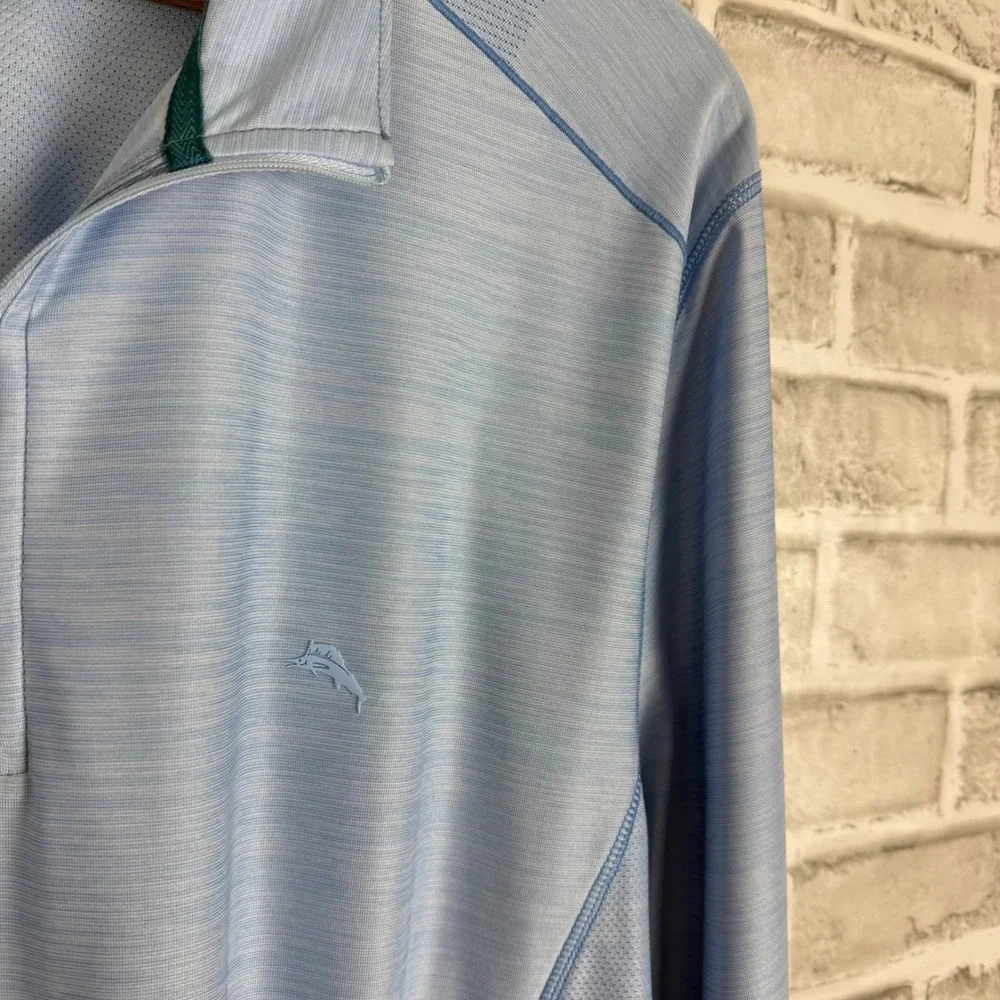 Tommy Bahama IslandZone Mens Large Light Blue Performance Quarter Zip Pullover - Picture 2 of 8